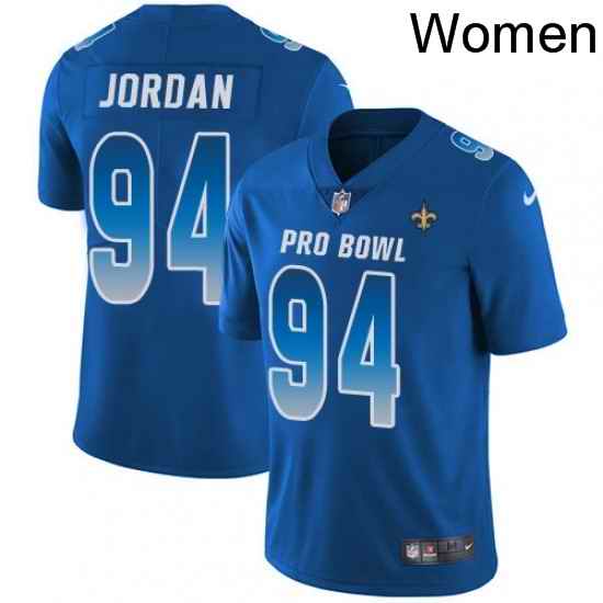 Womens Nike New Orleans Saints 94 Cameron Jordan Limited Royal Blue 2018 Pro Bowl NFL Jersey